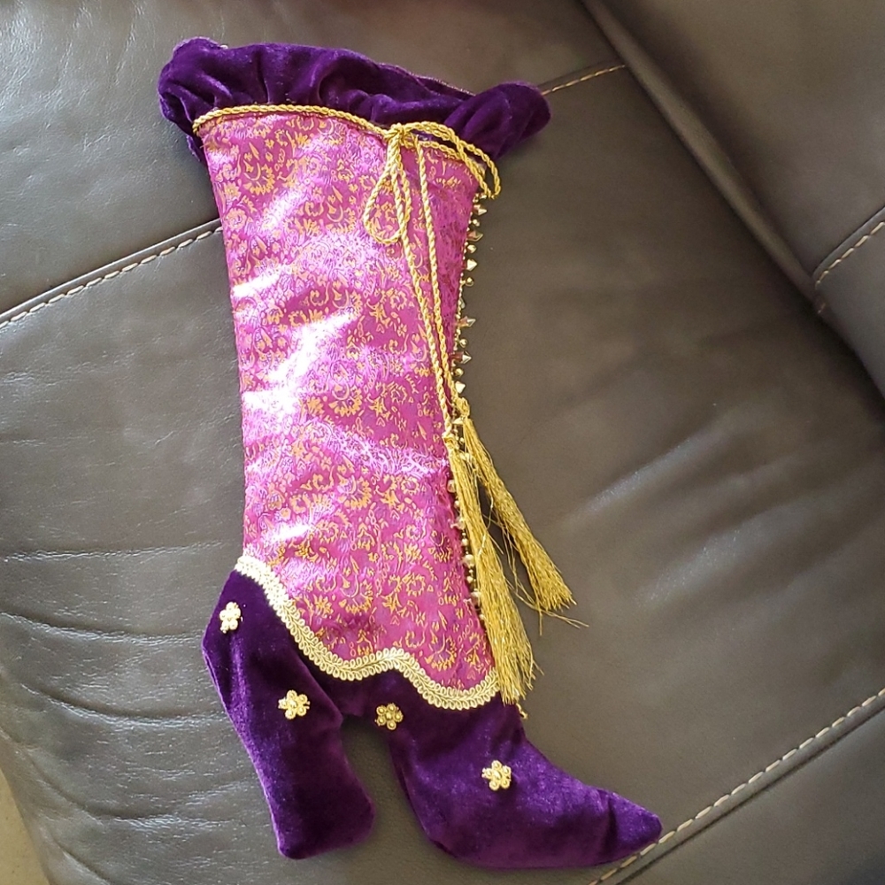 Purple boot wall decor / stocking